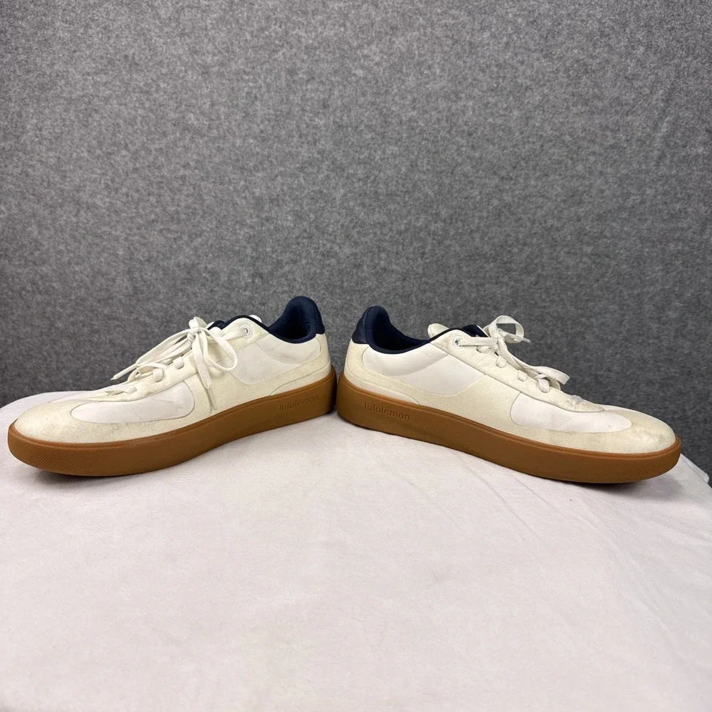 Lululemon Mens Cityverse Sneaker 12.5 White Navy Leather Gum Sole LM9AV8S